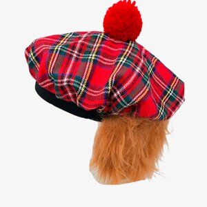 Novelty - Tartan Tam Hat with Hair